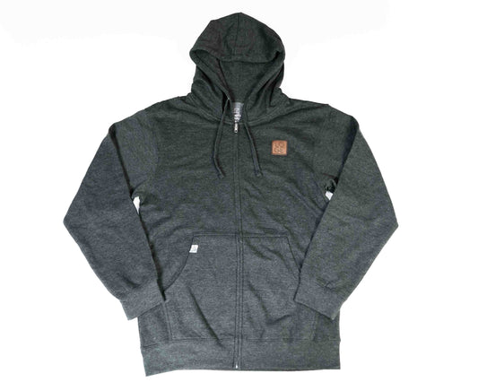 Leather Patch Full Zip Hoodie